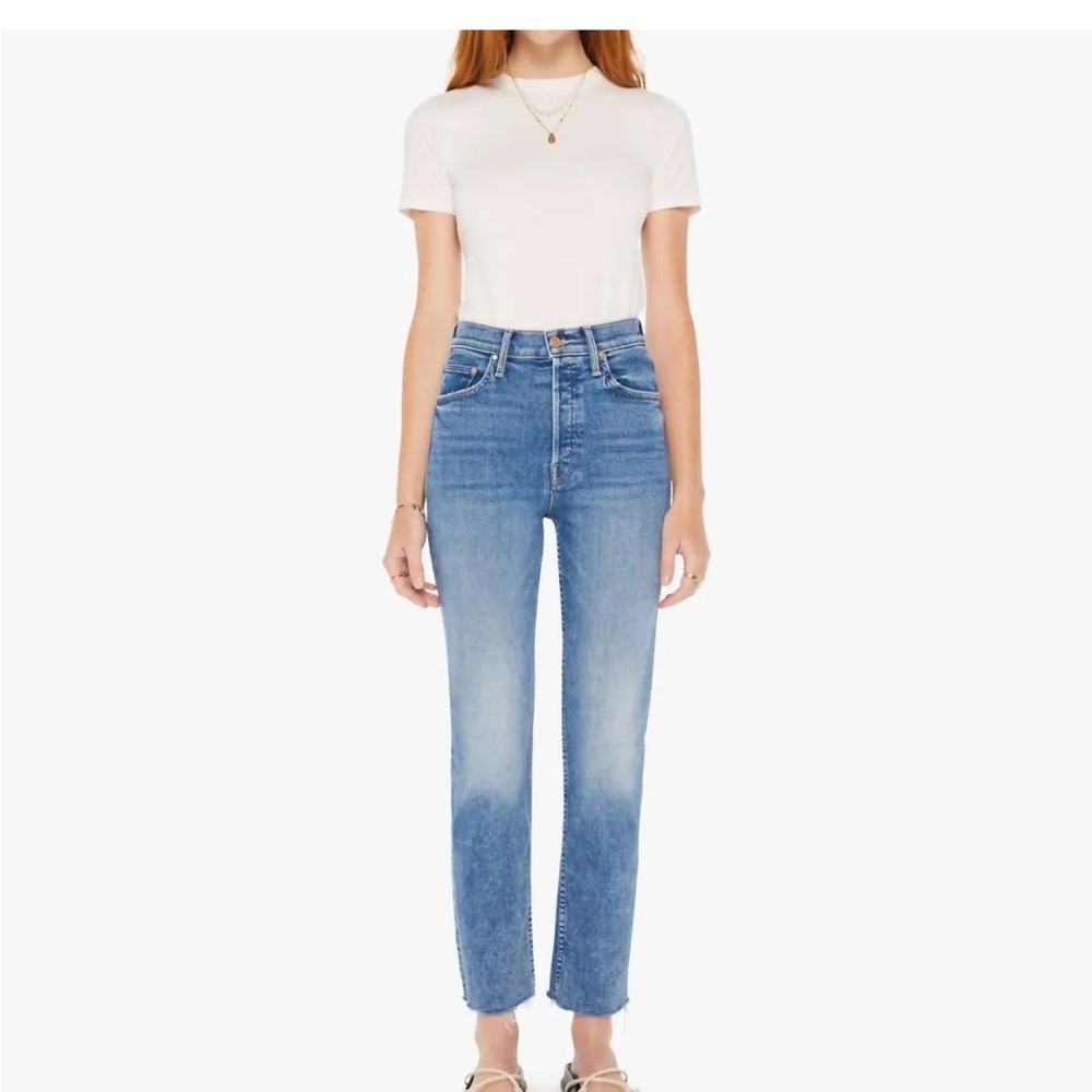 MOTHER Blue Ankle Cropped Jeans